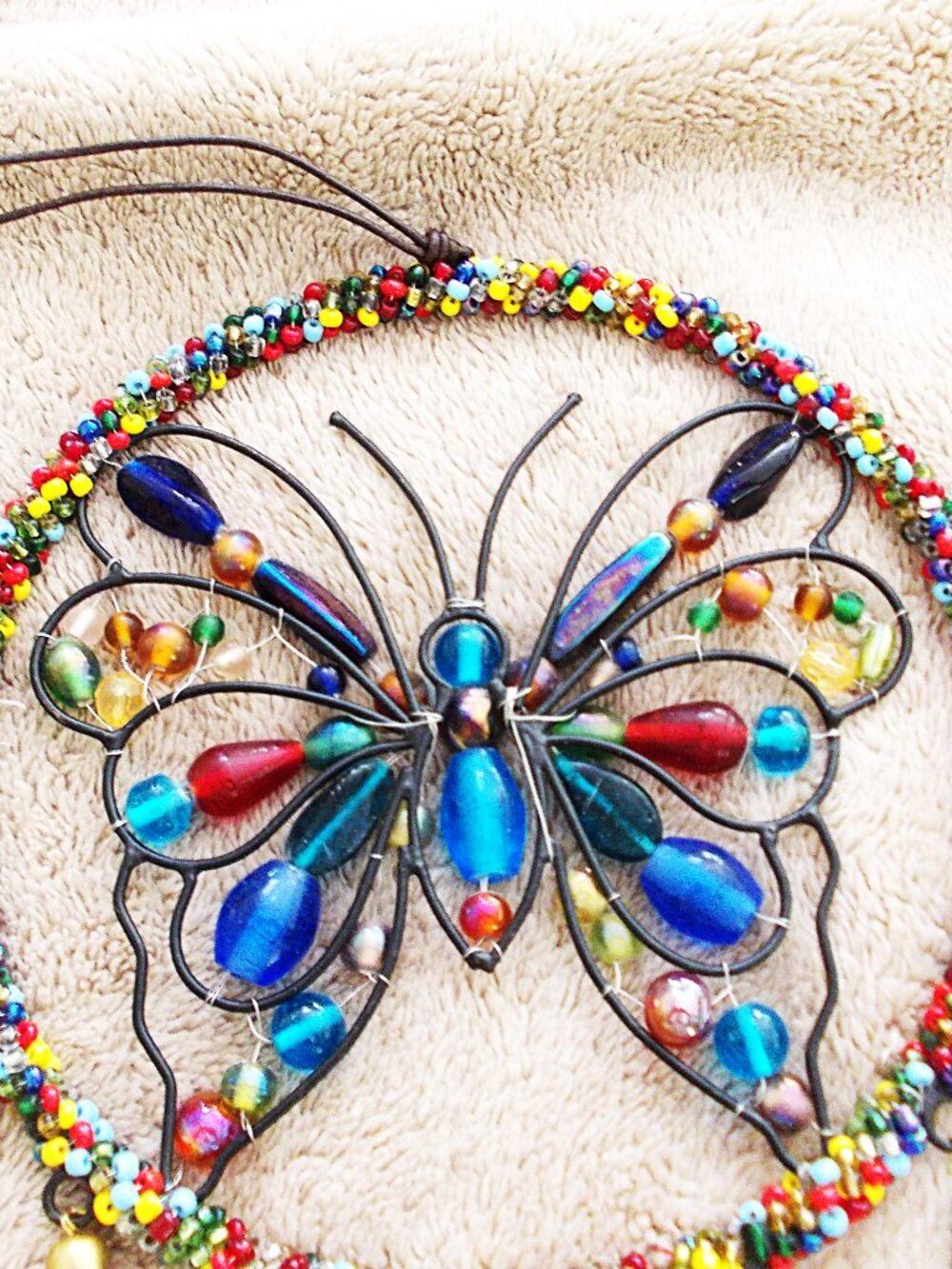 NWT Beaded Butterfly Windchimes